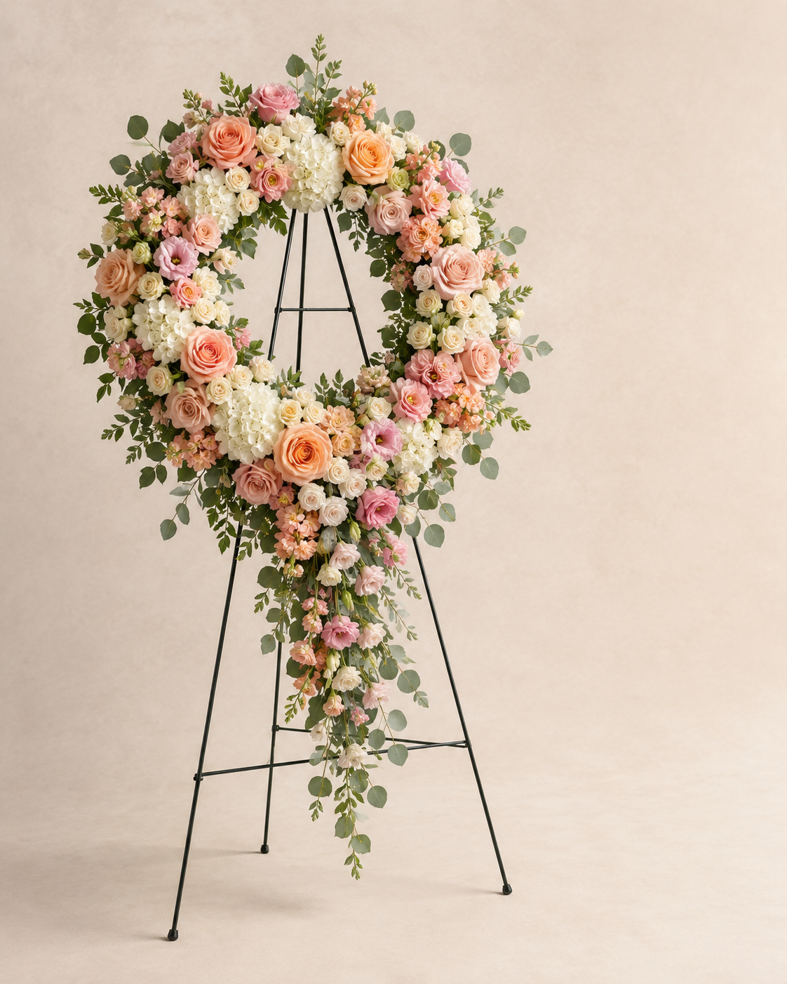 Funeral wreath cross and heart tributes by Floral Masters in Norcross GA