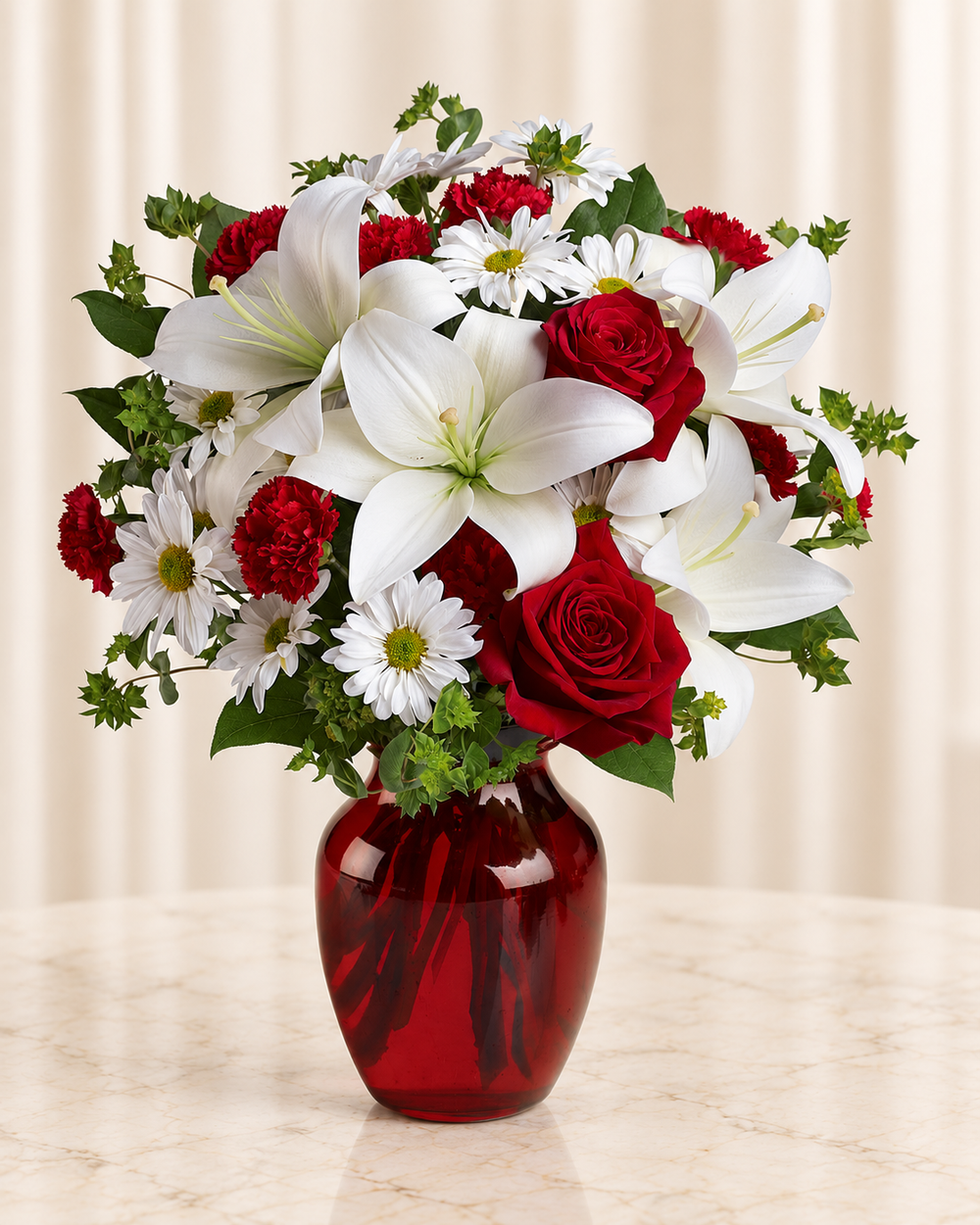 Be My Love Bouquet with Red Roses — Standard — cream background