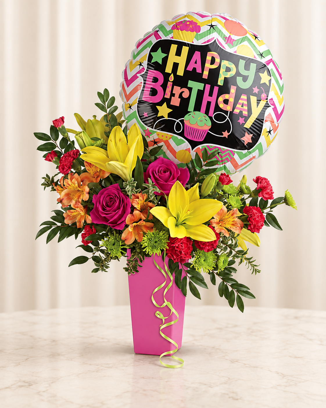 Birthday Bash Bouquet — Standard — cream background