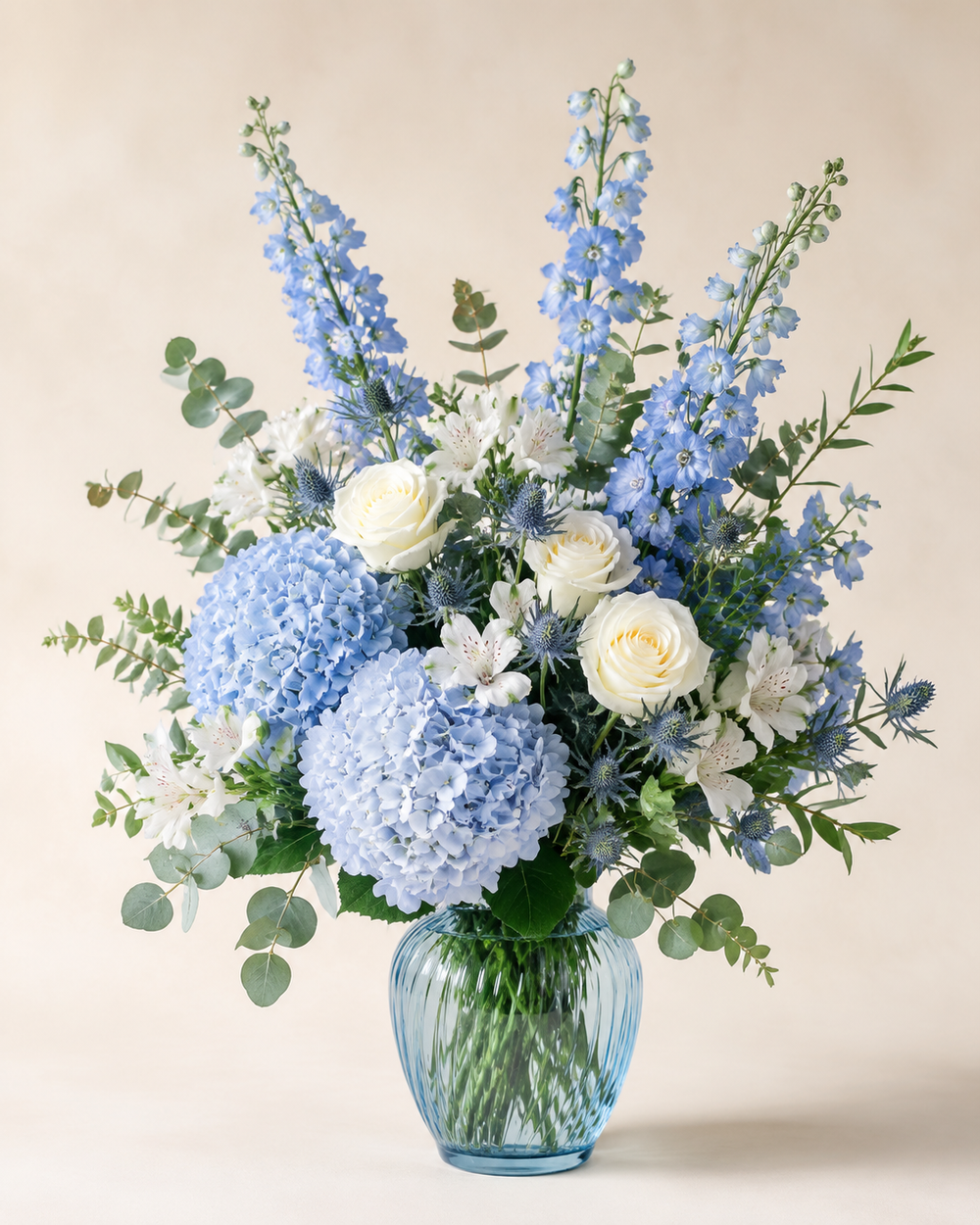 Blue Hydrangea Lift floral arrangement by Floral Masters