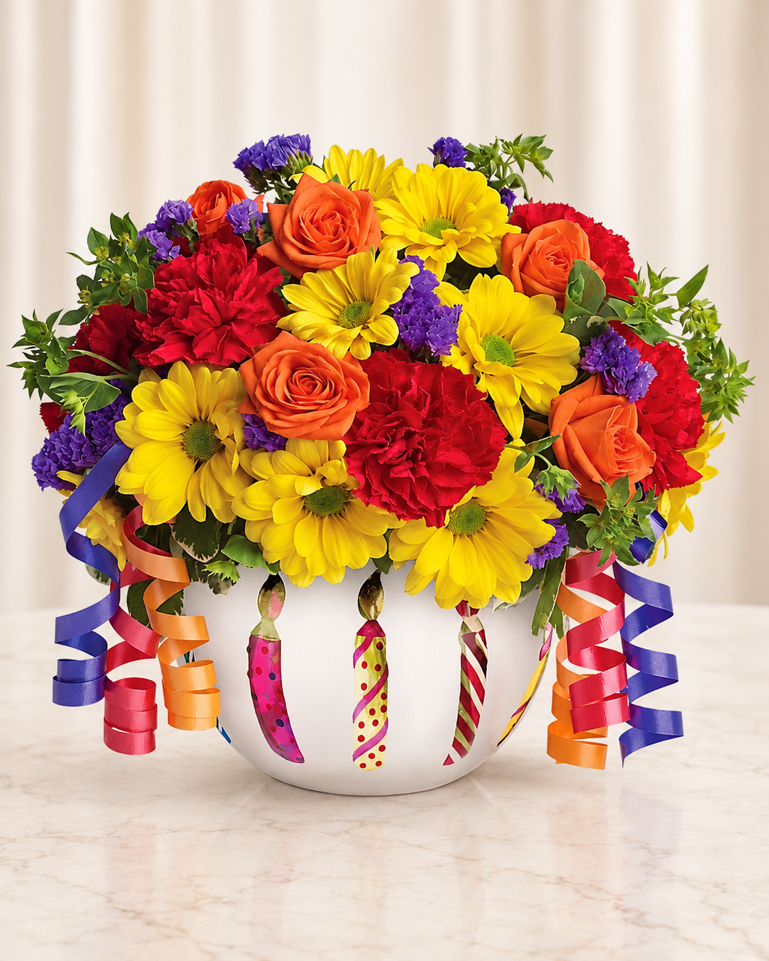 Brilliant Birthday Blooms — Standard — cream background