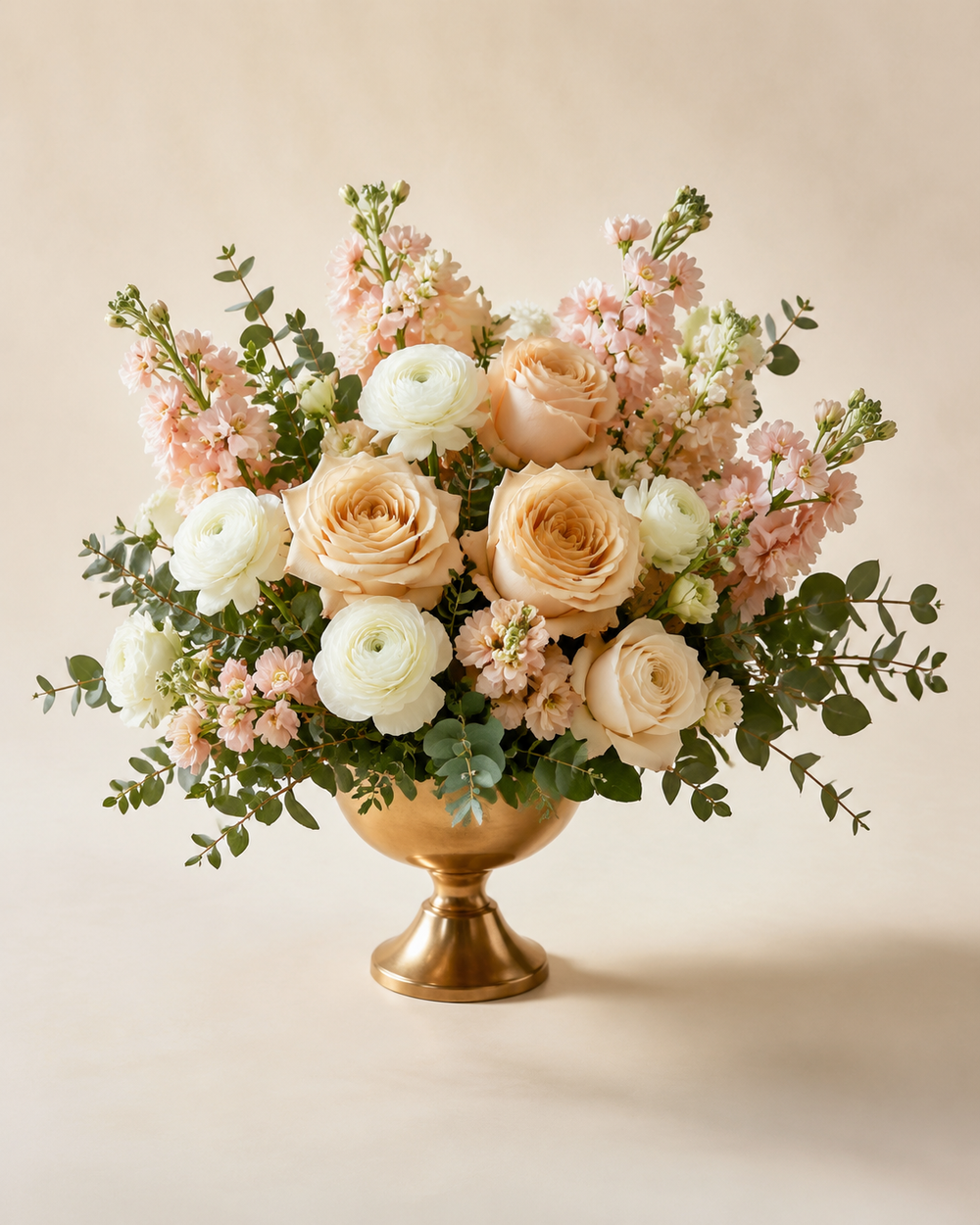 Champagne Milestone floral arrangement by Floral Masters