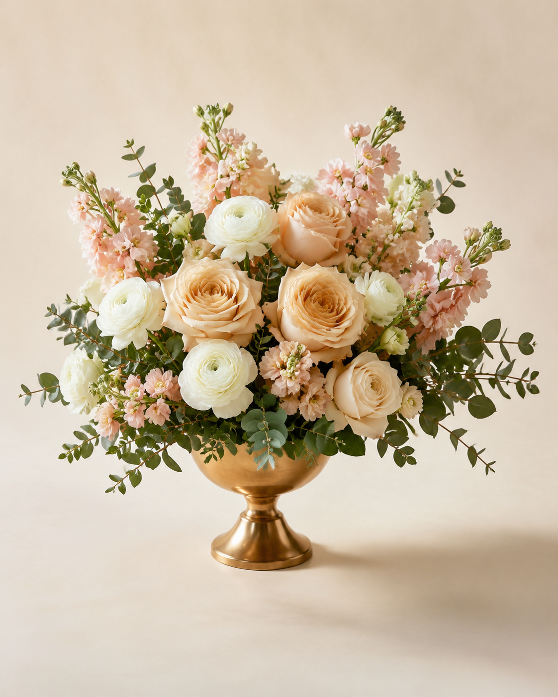 Champagne Milestone floral arrangement by Floral Masters