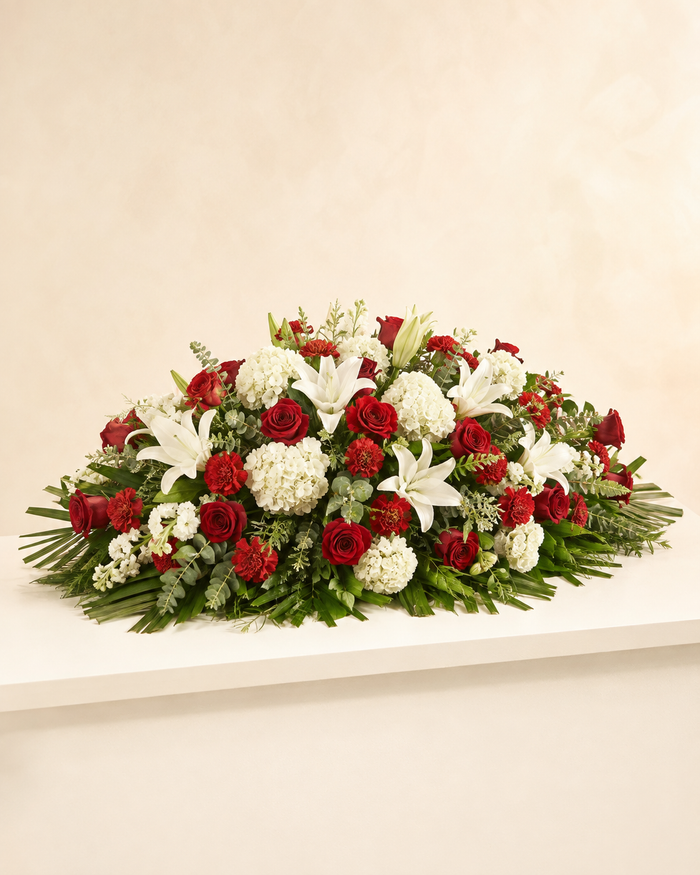 Crimson Mantle Half-Casket Spray
