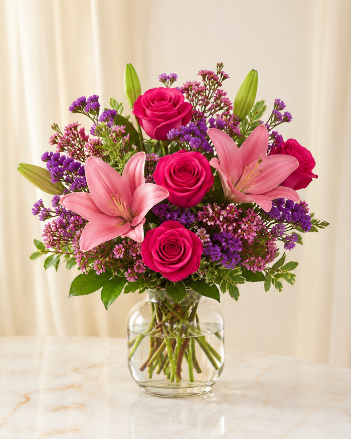 Fabulous in Pink Rose & Lily Bouquet