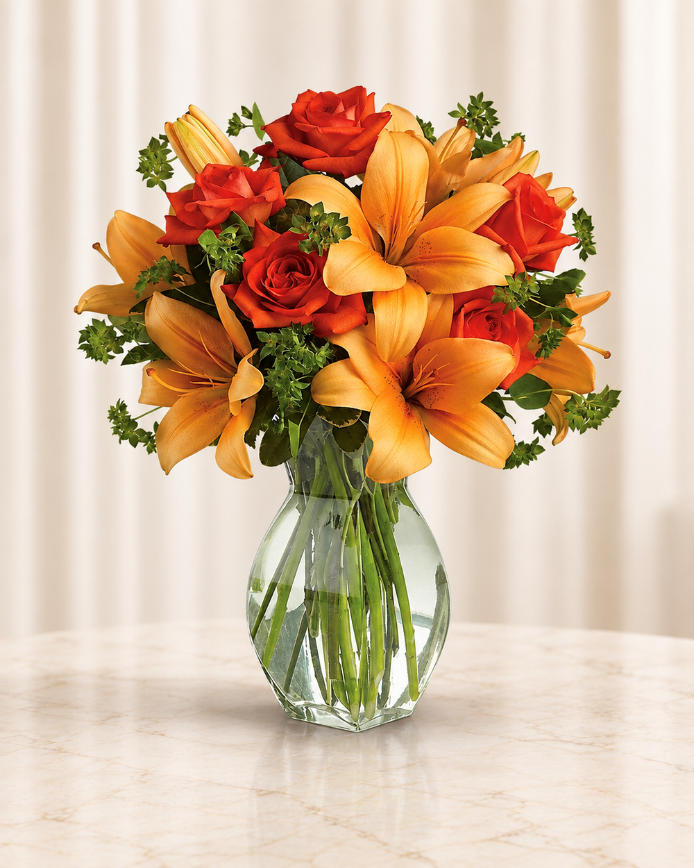 Fiery Lily and Rose — Standard — cream background