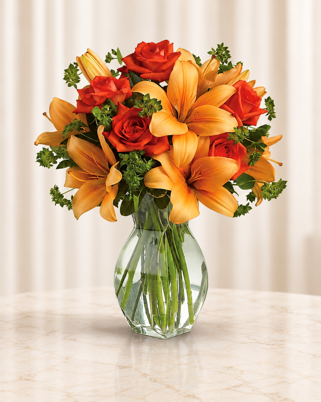 Fiery Lily and Rose — Standard — cream background