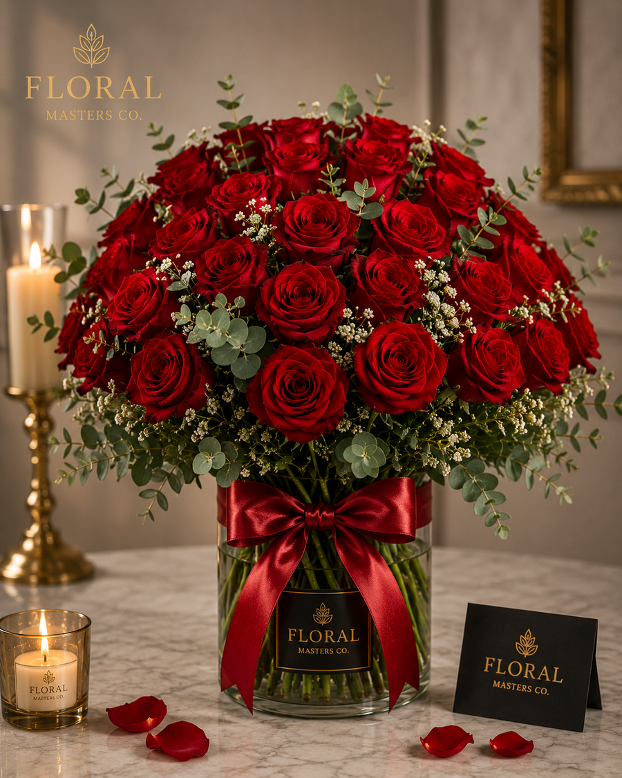Grand Eternal Red Rose Vase