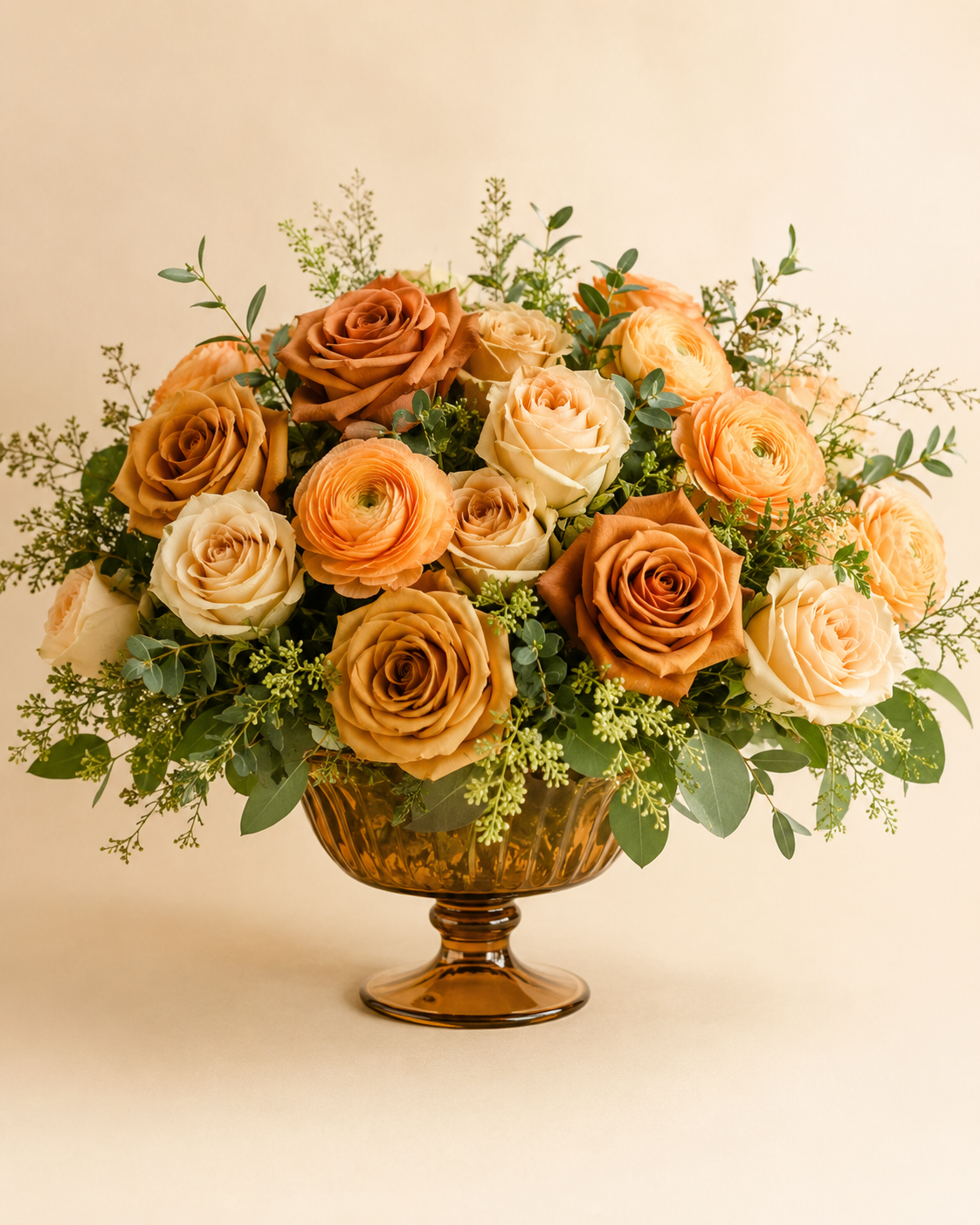 Honeyed Devotion caramel and champagne rose arrangement