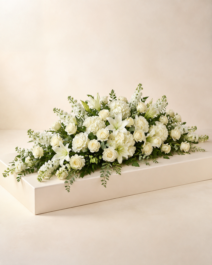 Ivory River Half-Casket Spray