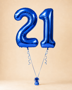 Large number balloon add-on — Blue, shown as age 21 example