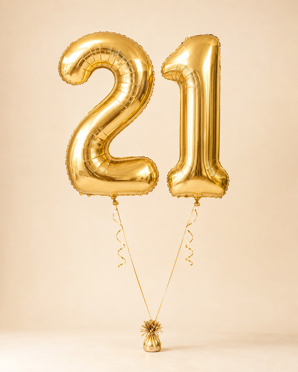 Large number balloon add-on — Gold, shown as age 21 example