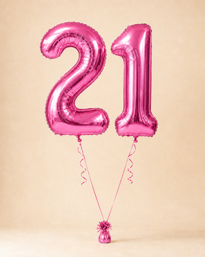 Large number balloon add-on — Pink, shown as age 21 example