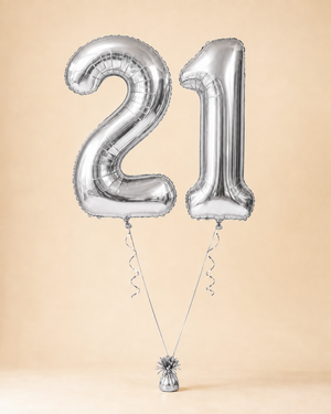 Large number balloon add-on — Silver, shown as age 21 example