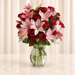 Lavish Love Bouquet with Long Stemmed Red Roses — original catalog lifestyle photo, Premium arrangement shown