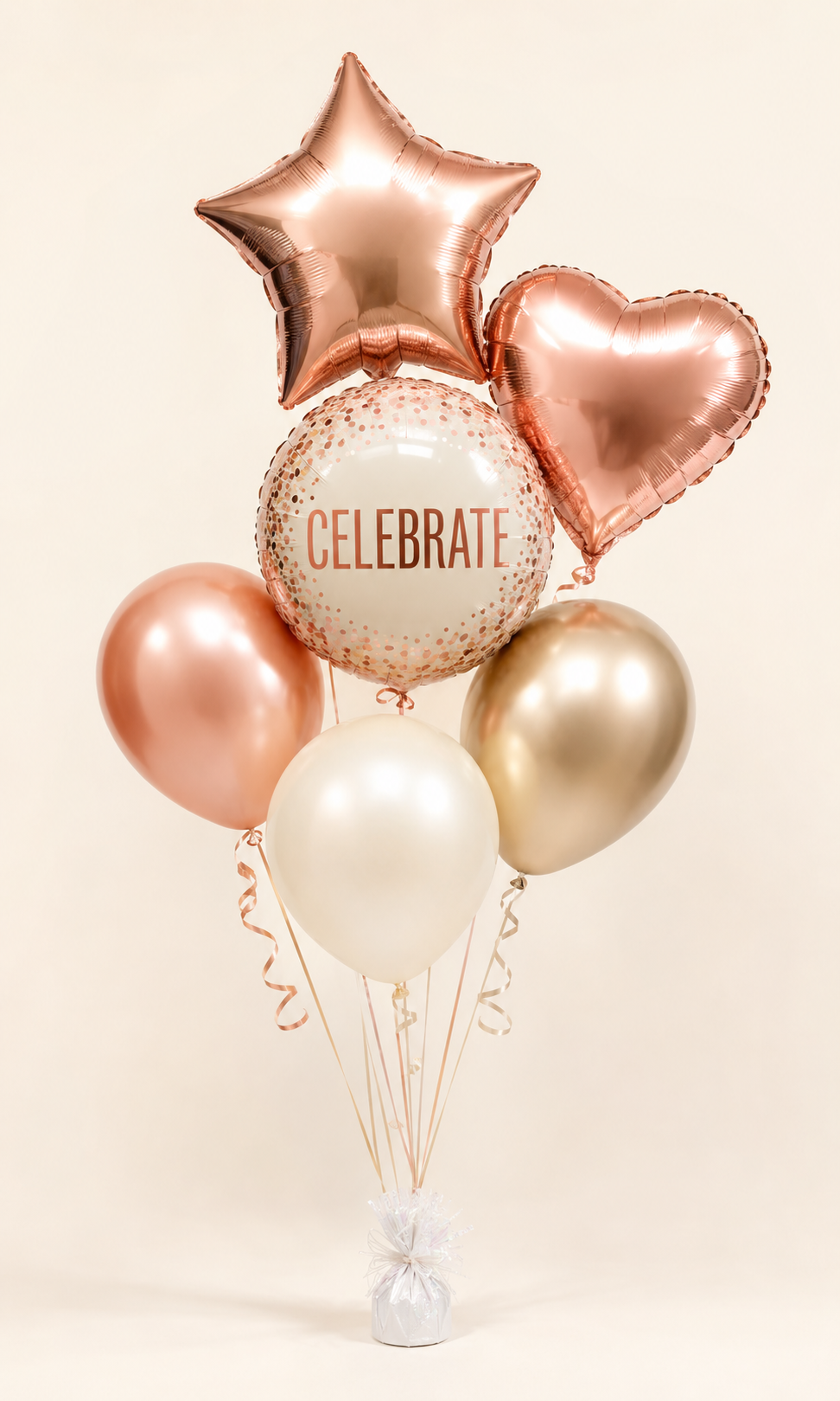 Luxe Rose Gold Celebration Balloons — Standard
