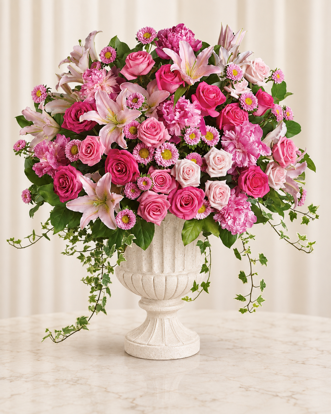 Passionate Pink Garden Arrangement — Standard — cream background