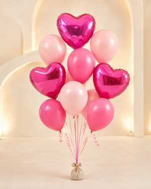 Pink & Hot Pink Love Balloon Bouquet — Deluxe, 11 balloons