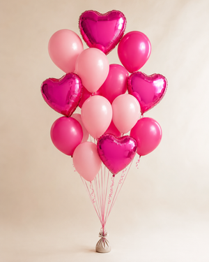 Pink & Hot Pink Love Balloon Bouquet — Premium, 15 balloons