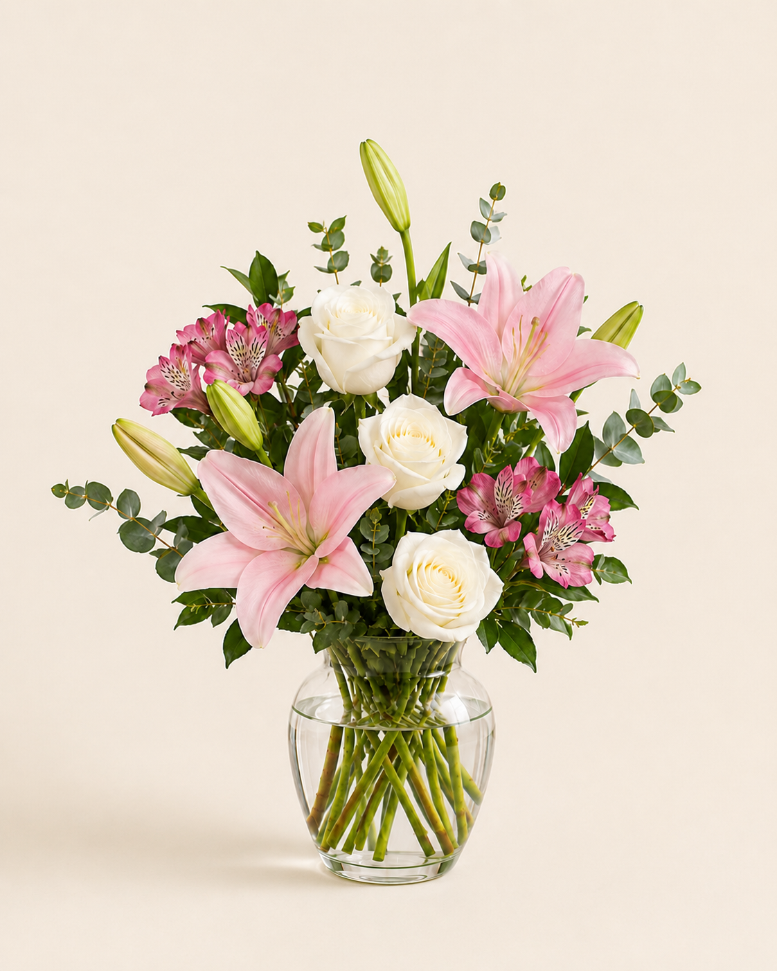 Pink Lily Dream Bouquet — Standard size on ivory background