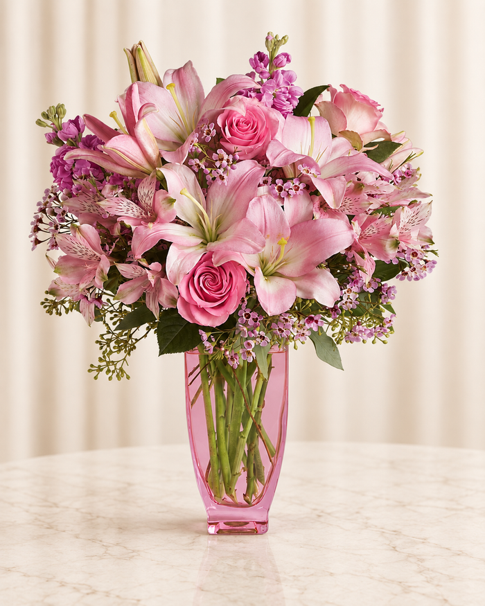 Pink Pink Bouquet with Pink Roses