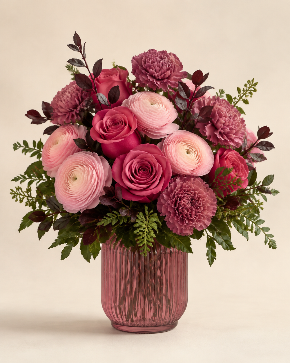 Pink Velvet Evening romantic flower arrangement