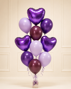 Purple Love Balloon Bouquet — Deluxe, 11 balloons