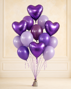 Purple Love Balloon Bouquet — Premium, 15 balloons