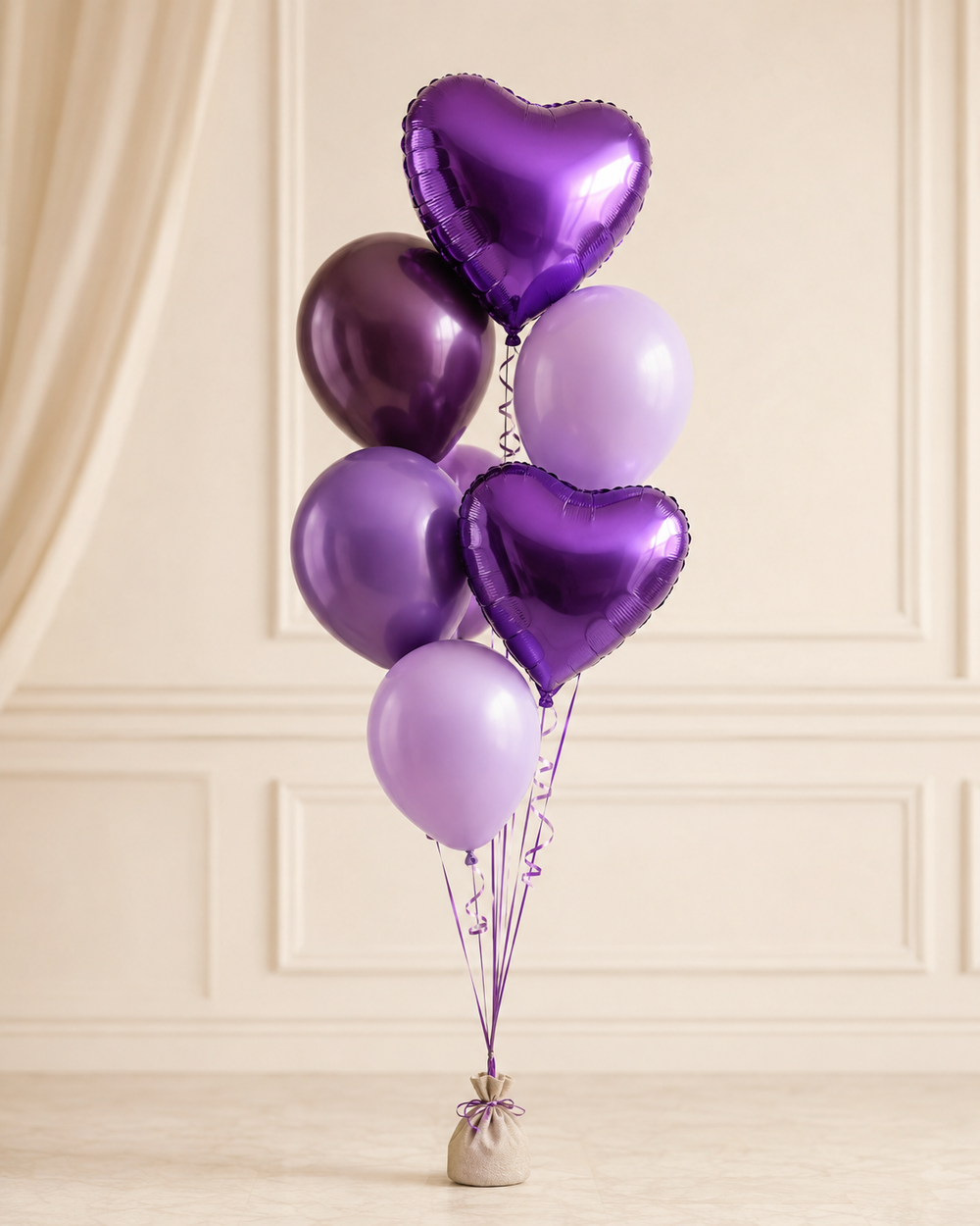 Purple Love Balloon Bouquet — Standard, 7 balloons