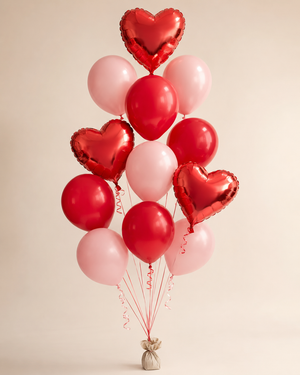 Red & Pink Love Balloon Bouquet — Deluxe, 11 balloons