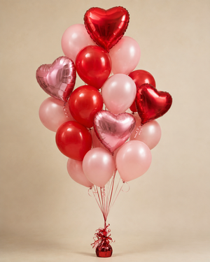 Red & Pink Love Balloon Bouquet — Premium, 15 balloons