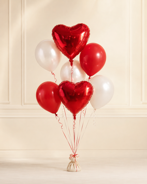 Red & White Love Balloon Bouquet — Standard, 7 balloons