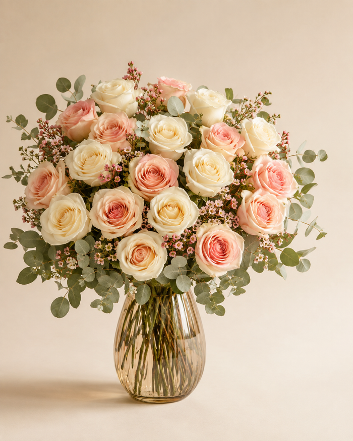 Rosé and Cream Rose Arrangement