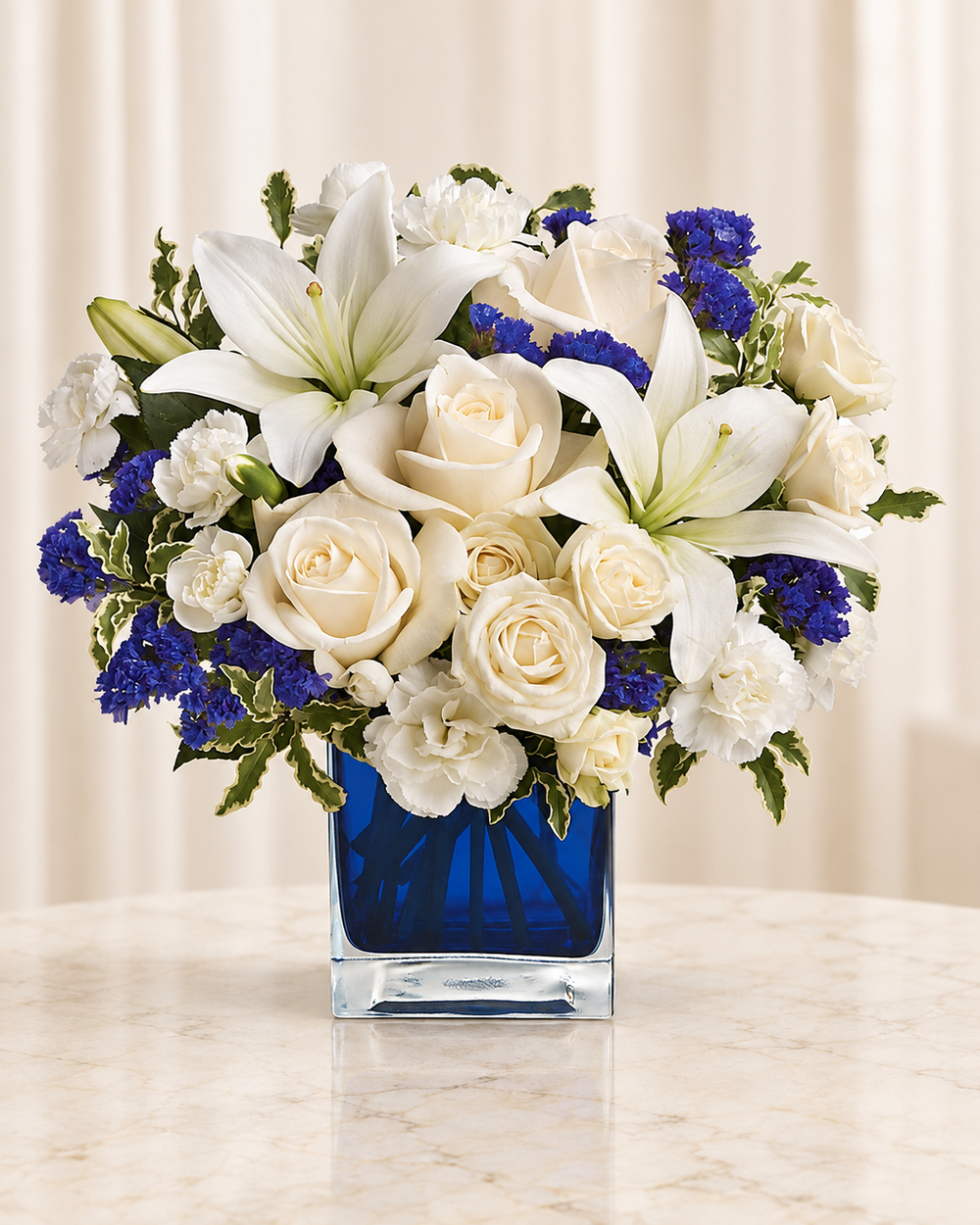 Sapphire Skies Bouquet — Standard — cream background