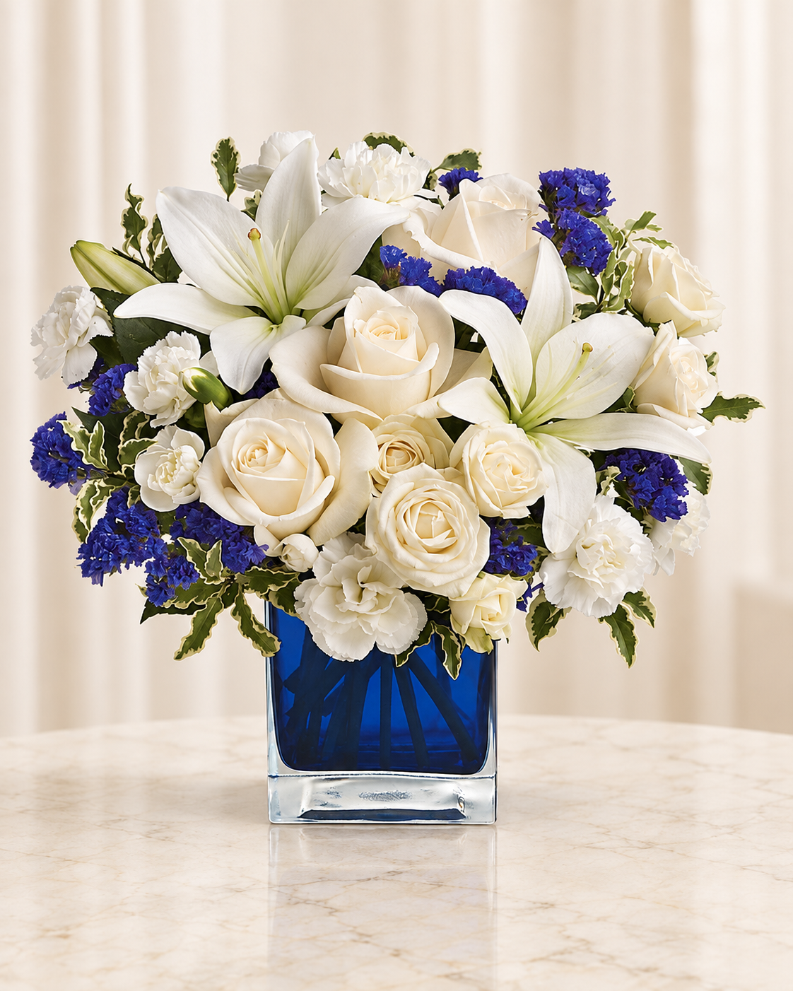 Sapphire Skies Bouquet — Standard — cream background
