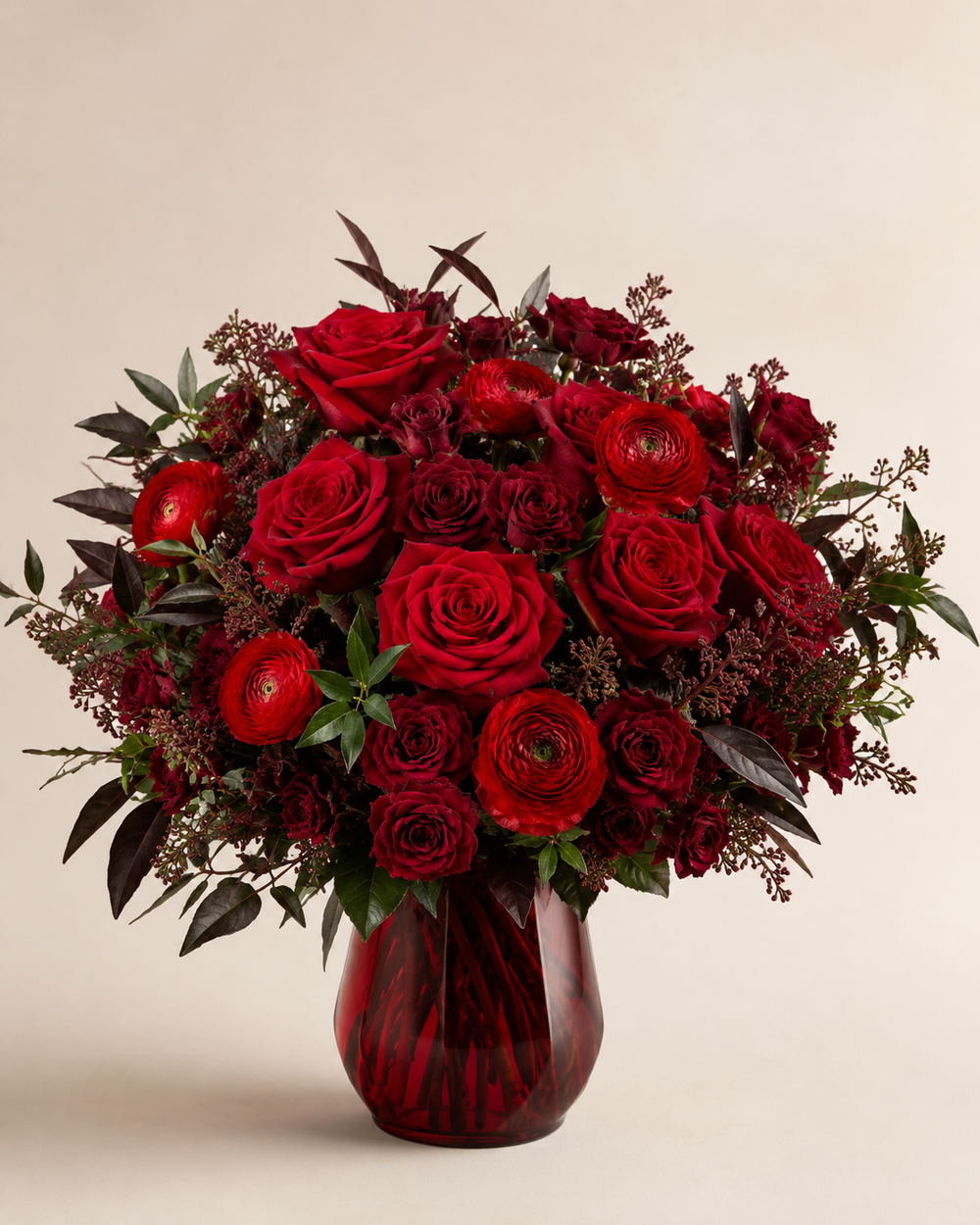 Scarlet Letter Garden red rose arrangement