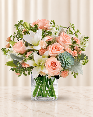Southern Peach Bouquet — Exquisite — cream background