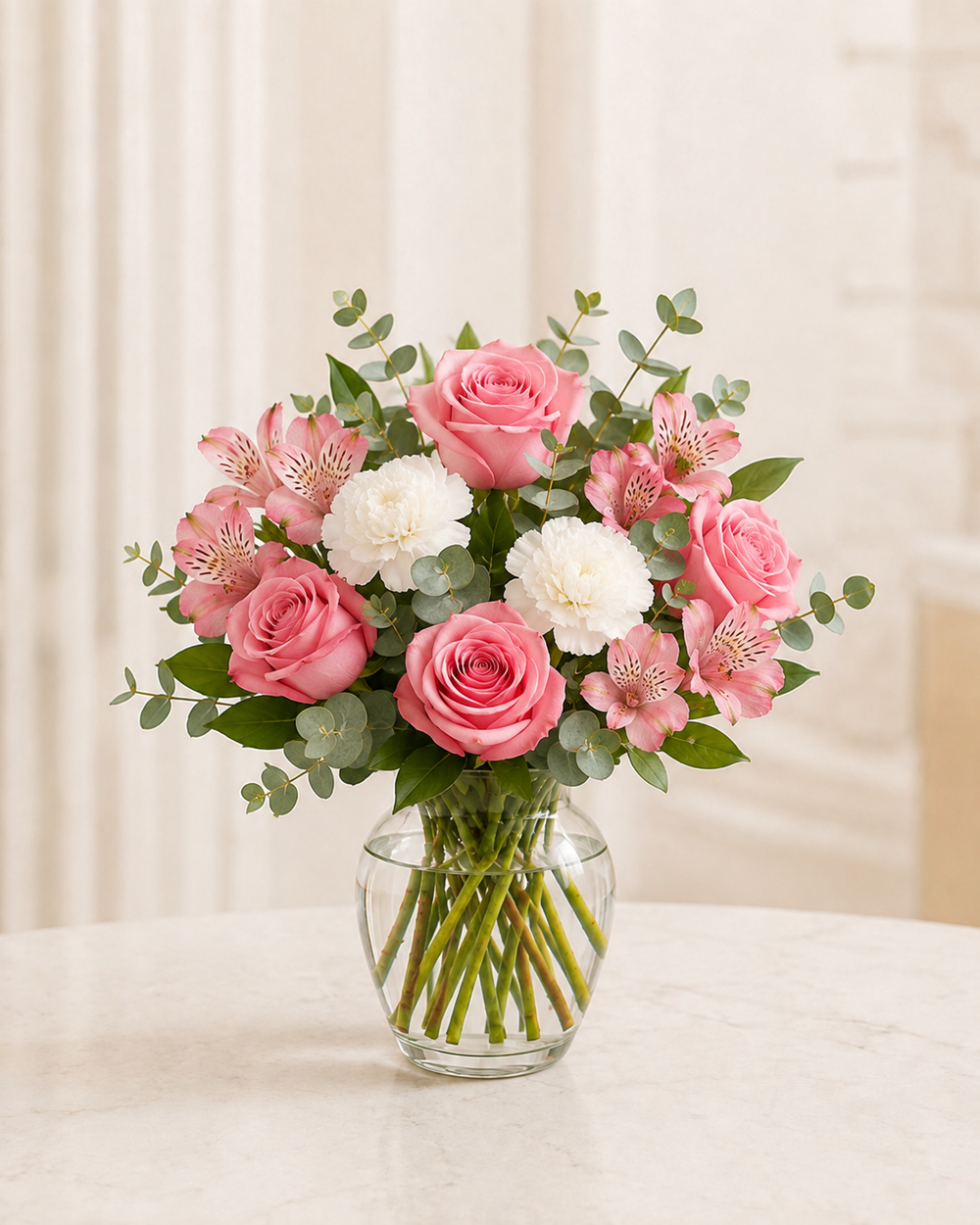 Sweet Devotion Pink & White Bouquet - Standard size
