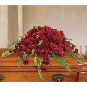 Red Rose Sanctuary Casket Spray — Standard — setting view