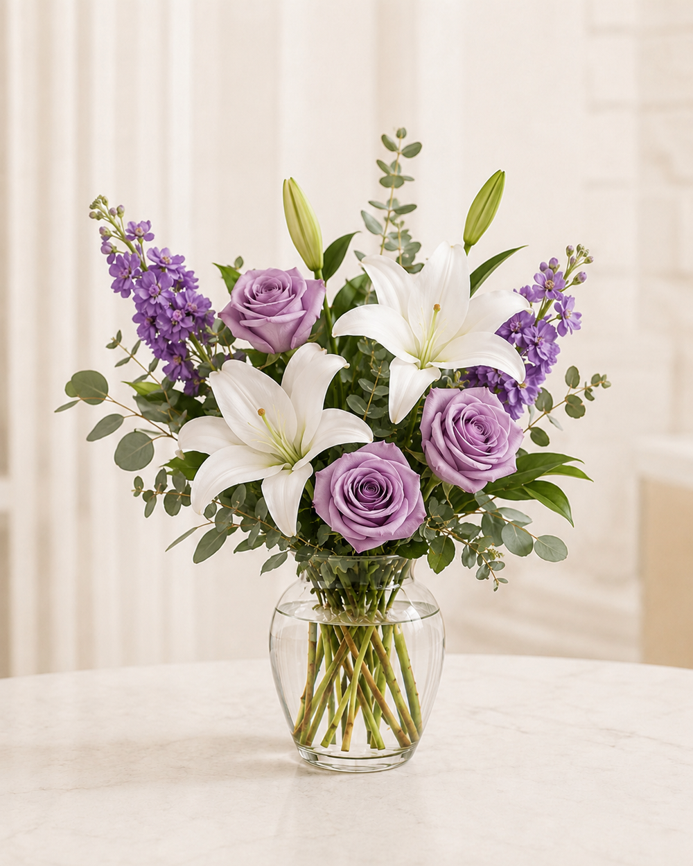 Violet Whisper Rose & Lily Bouquet - Standard size