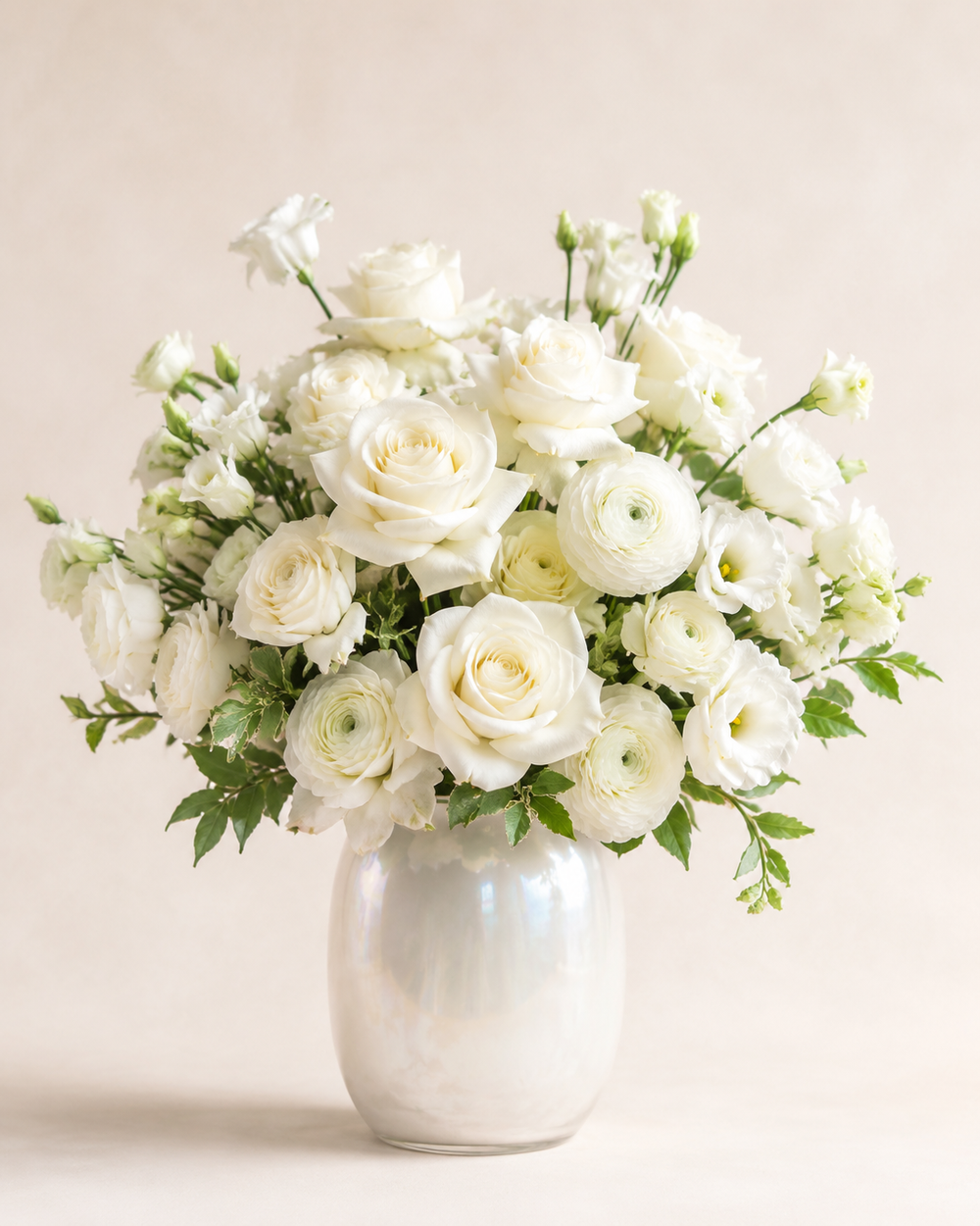 White Rose Sonata all-white flower arrangement